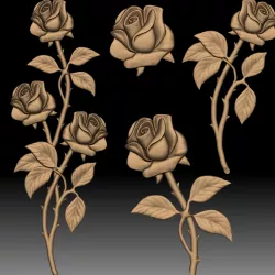 Roses bas-relief for CNC router or 3D printer
