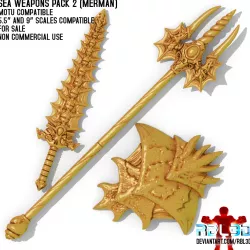 Sea weapons pack 2 'Mer-man' (Sword, Trident and Shield)