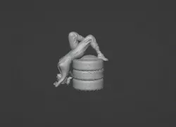 Sexy Mechanic Girl Lying Down With Tire