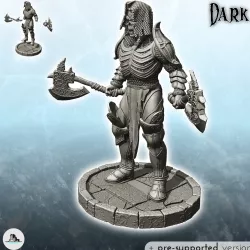 Skeleton warrior with two axes and chain mail (27) - Creature Darkness War 15mm 20mm 28mm 32mm Medieval Dungeon