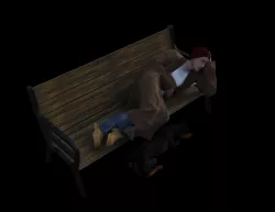 Sleeping on park bench