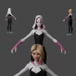 Spider Gwen Stacy Spiderverse Spiderverse Lowpoly Rigged