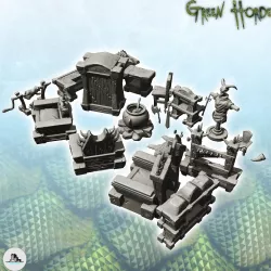 Tavern furniture set with chairs and kitchen furniture (18) - Ork Green Horde Fantasy Beast Chaos Demon Ogre