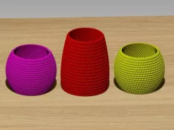 Weaved Yarn Pattern Pots Set
