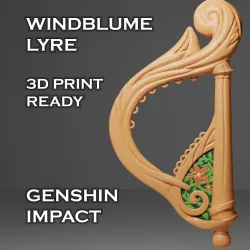 Windblume Lyre -- Genshin Impact -- 3D Print Ready -- Venti Cosplay