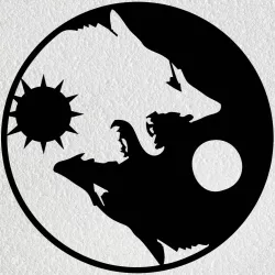 WOLVES YING YANG SUN AND MOON WALL ART 2D DECORATION