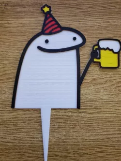 Cake Topper - Flork birthday with beer in hand Multicolor