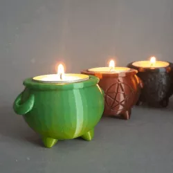 Cauldron Tea Light Holder, Witchy Candle, Wicca