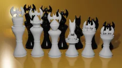 Conjunto de Peças de Xadrez "O Cavaleiro das Trevas" - Modelagem Precisa para Impressão Impecável