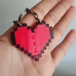 Pixel Heart Halfs Keychain