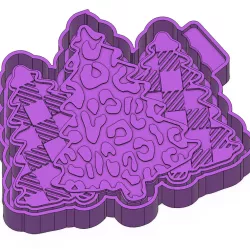 Three Christmas Trees Freshie STL Mold Housing