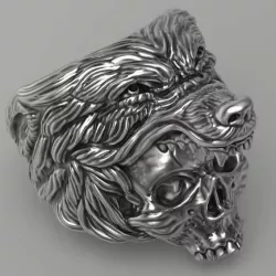 Wolf skull ring 3D-print model file