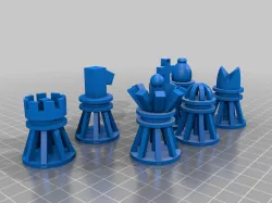 geometric chess piece set