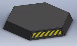 Magnetic Battletech Hex Bases with Hazard Stripes - Presupported