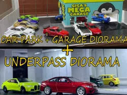 Underpass/Tunnel + Garage with Car Park Diorama (For Hot Wheels & 1/64 Scale Cars)