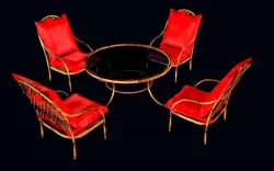 BAMBOO COFFEE TABLE AND ARM CHAIRS DEA