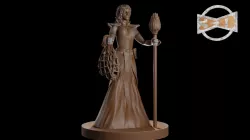 Half Elf Female Sorceress wIth a severed Orc Head
