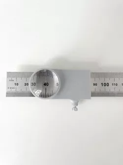 Ruler depth stop with indicator lens