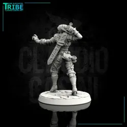 (0075) Female half-orc elf human tiefling warrior witch hunter with sword