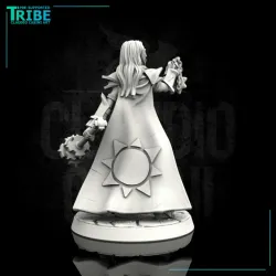 (0088) Female elf human half orc tiefling cleric with club or mace