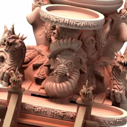 014 Thailand Shrine Cart of War Blood Daughters vs Celtic Fomorian Blood Demon Sluagh Throne Rider and Thailand and Celtic cats