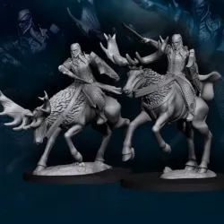 3x Armoured Wood Elf on Elk - Mounted | Wood Elves | Fantasy