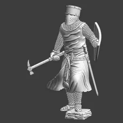 Medieval Crusader knight with warhammer