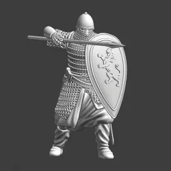 Medieval Kievan Rus fighting with spear and shield