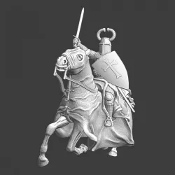 Medieval Order Knight with half horn helmet