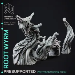 Root Wyrm - Wood Dragon - PRESUPPORTED - 32mm Scale