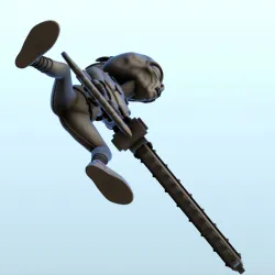 Alien punk with armor and chainsaw sword (9) (+ pre-supported version & rounded base) - SF Warhordes ET extraterrest Confrontation