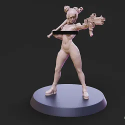 Cyberpunk Scrapper Girl Pose 3 - 4 Variants and Pinup