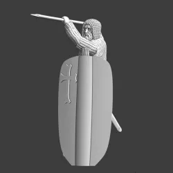 Medieval crusader infantry with horse-spear