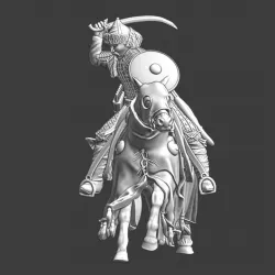 Medieval Mongol warrior with sword