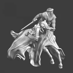 Medieval templar with downed horse