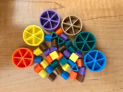 Pie token and wedges for Trivial Pursuit