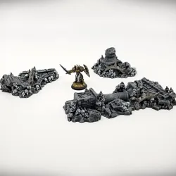 Ruined Columns Rubble Pile Bundle Grimdark Version - Ancient Ruins