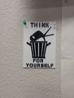 Think for Yourself - Throw Out Your TV - two-color sign