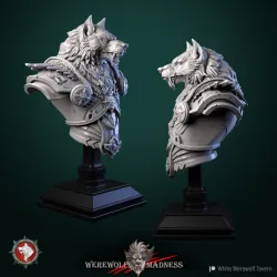 White Werewolf bust pre-supported
