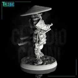 (0116) Male samurai warrior tengu oni elf human firbolg half orc tiefling with two katana