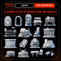 34 miniatures - COMPLETE FURNITURE RPG SET  - MASTERS OF DUNGEONS QUEST - Premium Package