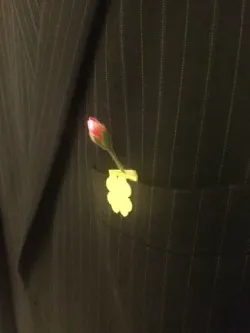 Flower on the lapel of a jacket
