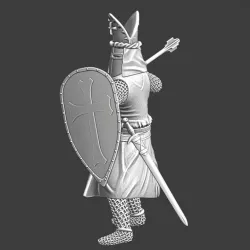 Medieval warrior bishop in battle