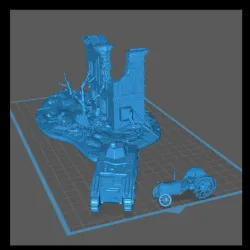 Ruins with B1-bis tank wreckage 1 - Modern WW2 Western Early France Front