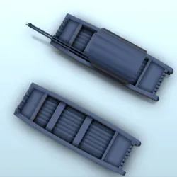 Set of two wooden boats 2 - Asia Terrain Clash of Katanas Tabletop RPG terrain China Korea WW2
