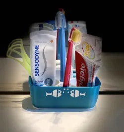 Toothbrush and toothpaste holder