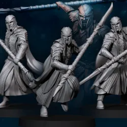6x Armoured Wood Elf with Spear | Wood Elves | Fantasy
