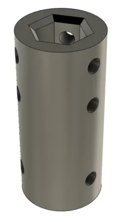 Adapter from 10mm motor to 1/2 in hex axle