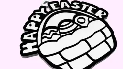 Happy Easter Eggs in Basket