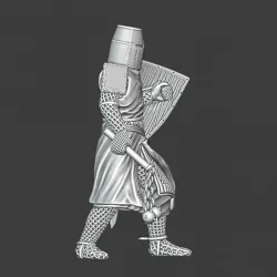 Medieval crusader knight with flail